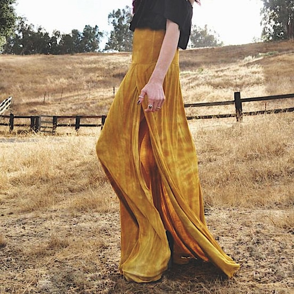 Tie Dye Double Side-Slit Maxi Skirt - Hippie Boho Tie Dyed Dress XS S M L XL - Picture 15 of 15